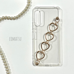 【全機種対応】シンプル ハート ハンドホルダー スマホケース ベルト ストラップ付きソフトカバー 落下防止にも◎ 4枚目の画像