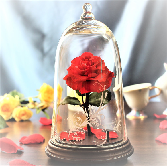 美女と野獣 ガラスの中の魔法の 光る薔薇 誕生日 記念日 結婚祝い プロポーズ プリザーブドフラワー 9枚目の画像