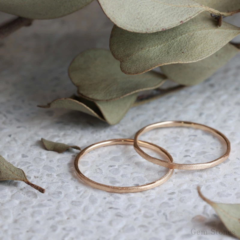 【華奢リング】FINE RING Matte K18PG ピンクゴールド １ミリ 極細 重ね付 ハンドメイド プレゼント