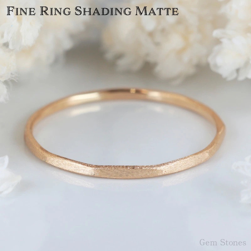【華奢リング】FINE RING Matte K18PG ピンクゴールド １ミリ 極細 重ね付 ハンドメイド プレゼント