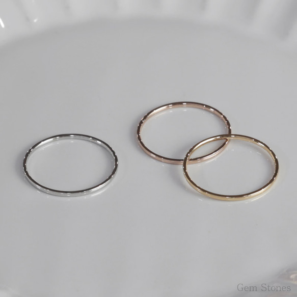 【K18PG華奢リング】FINE RING Smooth ピンクゴールド １ミリ幅 重ね着け プレゼント 9枚目の画像