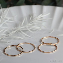 【K18PG華奢リング】FINE RING Smooth ピンクゴールド １ミリ幅 重ね着け プレゼント 10枚目の画像