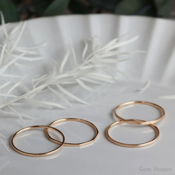 【K18PG華奢リング】FINE RING Smooth ピンクゴールド １ミリ幅 重ね着け プレゼント 10枚目の画像