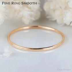 【K18PG華奢リング】FINE RING Smooth ピンクゴールド １ミリ幅 重ね着け プレゼント 1枚目の画像