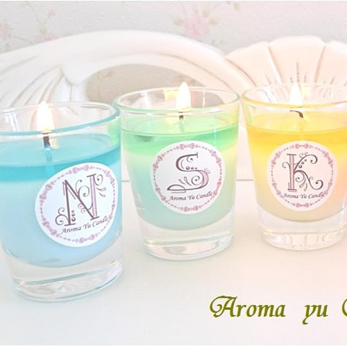 アロマキャンドル】イニシャルシールが選べる♪♡ケース&リボン付き