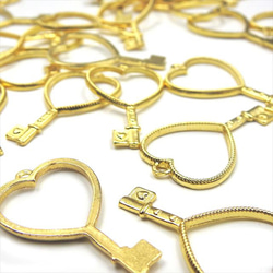 10個樹脂空框★tg12/金色★帶心鑰匙鑰匙掛鉤框模具吊飾 第5張的照片