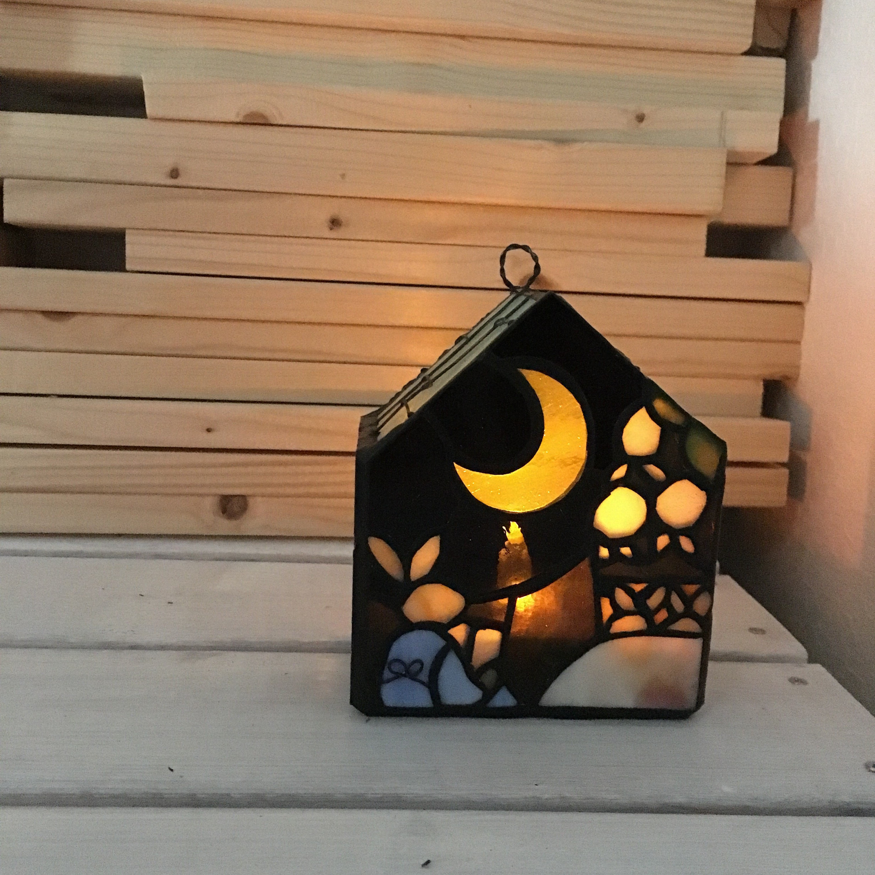 ステンドグラス ウサギのおやすみ　コードレスLEDランプ【送料無料】