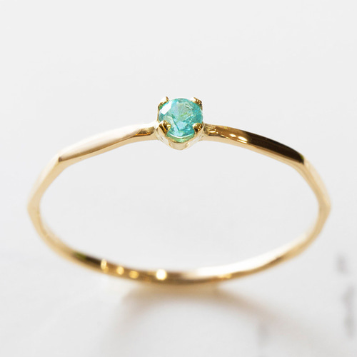 K18 パライバトルマリン リング ネオン 華奢リング 重ね付け 指輪 覆輪 K18 パライバトルマリン リング ネオン 華奢リング 重ね付け