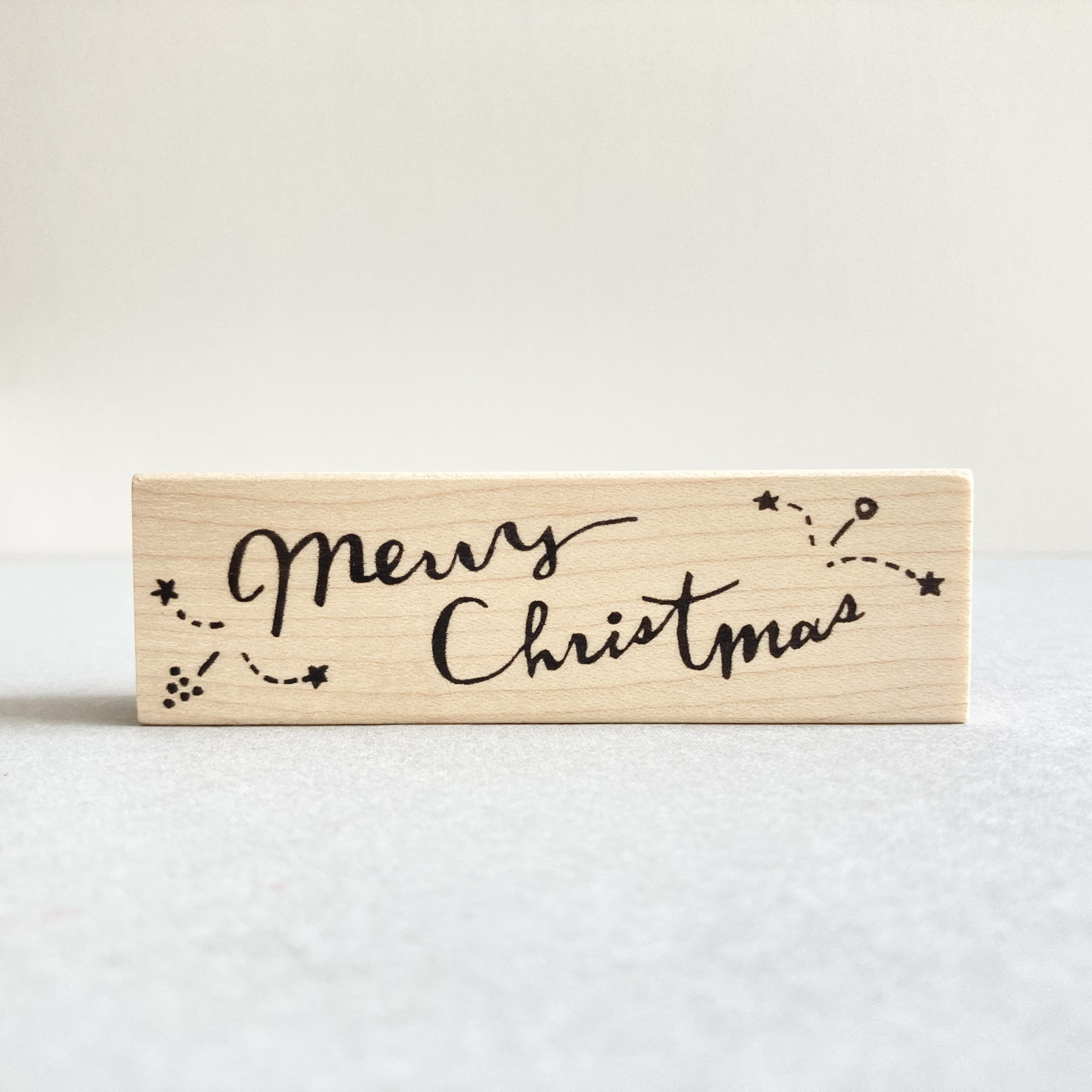 ドイツ製 ラバースタンプ マウント済『ノームシリーズ✮メリークリスマス』 Merry Christmas筆記体【ラバースタンプ】クリスマス はんこ・スタンプ