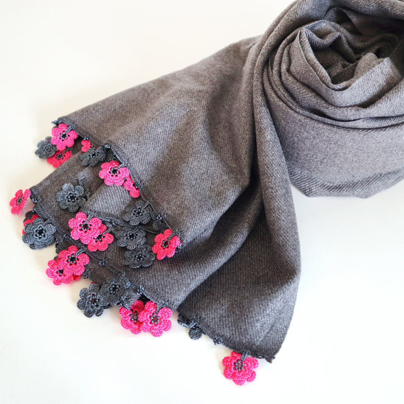 [Made to order] OYA Pashmina shawl [MARY] Charcoal Gray 第6張的照片