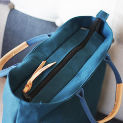 本革×帆布 マルチトートバッグ ミドル ファスナー付き A4サイズ かるいかばん 推し色 通学バッグ B-284 6枚目の画像