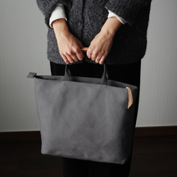 本革×帆布 マルチトートバッグ ミドル ファスナー付き A4サイズ かるいかばん 推し色 通学バッグ B-284 9枚目の画像