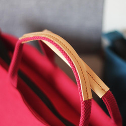 本革×帆布 マルチトートバッグ ミドル ファスナー付き A4サイズ かるいかばん 推し色 通学バッグ B-284 7枚目の画像