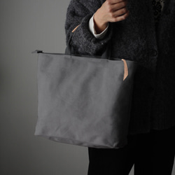 本革×帆布 マルチトートバッグ ミドル ファスナー付き A4サイズ かるいかばん 推し色 通学バッグ B-284 2枚目の画像