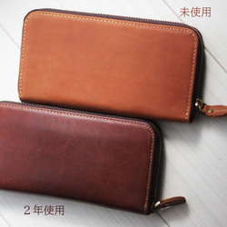 本革 オイルレザー ラウンドウォレット 長財布 ラウンドファスナー W-039 5枚目の画像