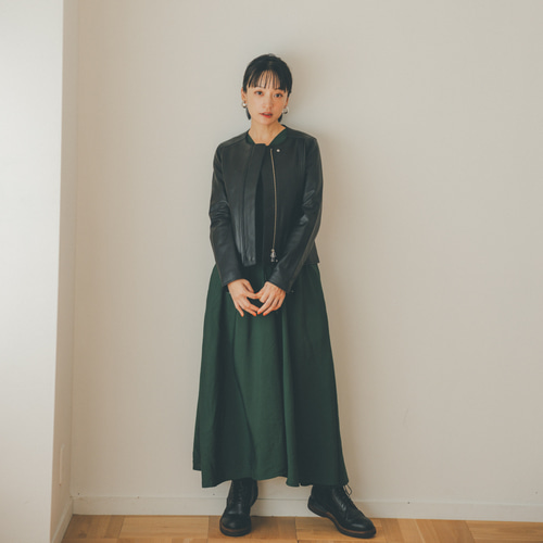 ﾓﾘﾉｶﾞｯｺｳ Mサイズ ラムレザーノーカラージャケットブルゾン (レザー