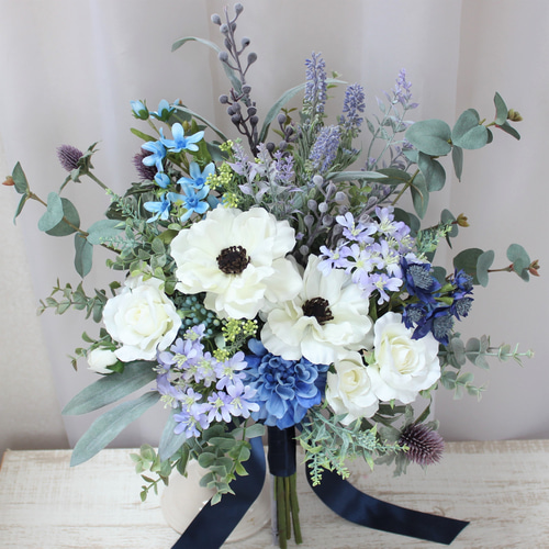 オーダーメイドブーケ22,000円～/アネモネ、白、サムシングブルー