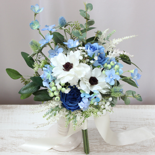 オーダーメイドブーケ22,000円～/アネモネ、白、サムシングブルー