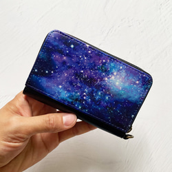 星星和星系的空間圖案迷你錢包/緊湊型錢包鑰匙錢包/GALAXY星空 第3張的照片
