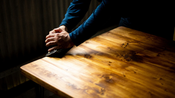 【送料無料】 アイアン ウッド　ダイニングテーブル （ 収納棚 付き） アイアン 無垢材 　　