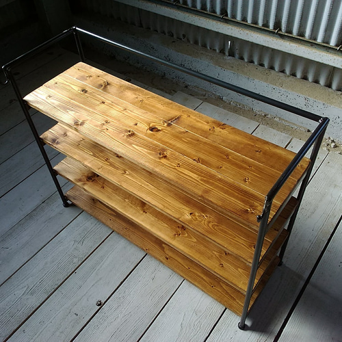 アイアン ウッド シューズ ラック（多用途ラック）（ 商品棚 食器棚