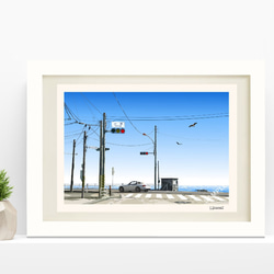 A4サイズ「海沿いの交差点」 絵画 hiroma2 通販 6485143｜Creema