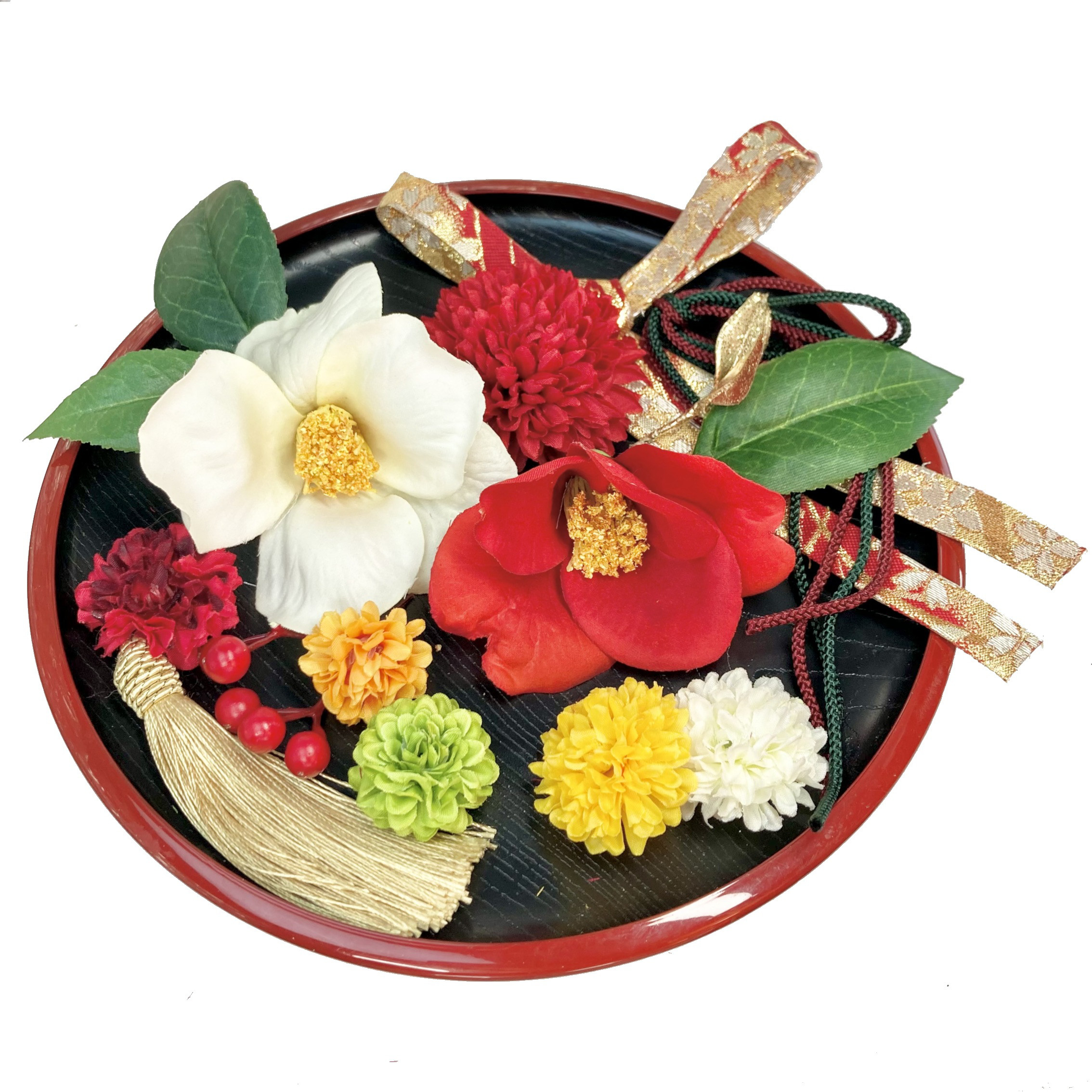 選べる 小物　紅白 椿 と マム の 髪飾り  結婚式　成人式　着物 卒業式