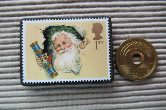イギリス　クリスマス切手ブローチ 4338 3枚目の画像