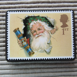 イギリス　クリスマス切手ブローチ 4338 1枚目の画像