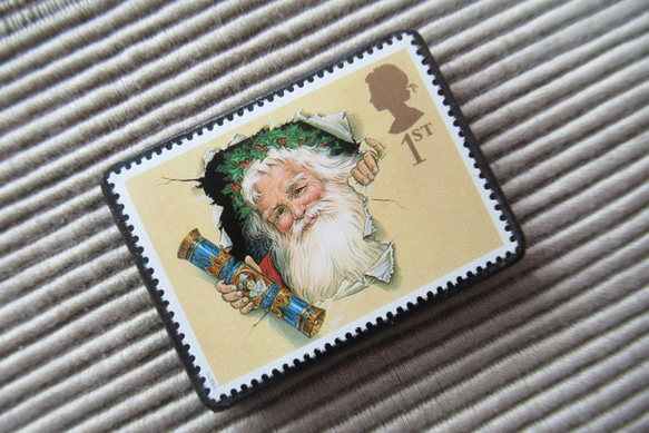 イギリス　クリスマス切手ブローチ 4338 2枚目の画像