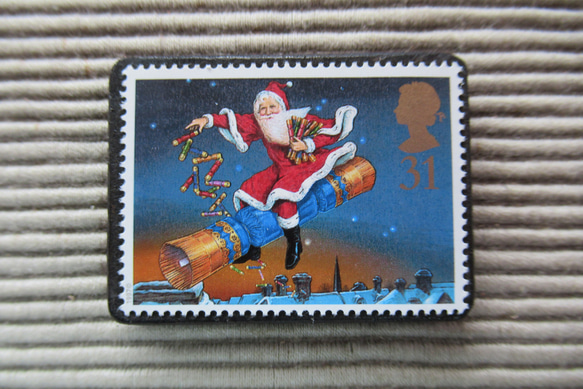 イギリス　クリスマス切手ブローチ 4339 1枚目の画像