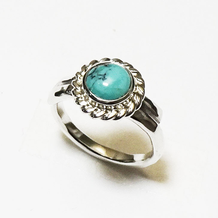 ターコイズ リング【受注製作】叩き　トルコ石　シルバー　925【3号から30号まで】atpring128nexttq