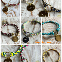 【3色編みタイプ】迷子札&ドッグチョーカー［各色共通オーダー用〕 1枚目の画像