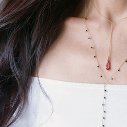 【14KGF】Necklace,Thin Teardrop -Ruby/Grey/Black/Crystal- 8枚目の画像