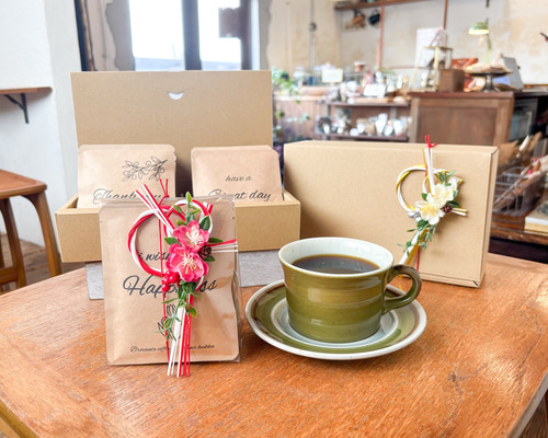 お正月[Coffee GIFT SET]メッセージドリップバック5パック〜＋水引飾り
