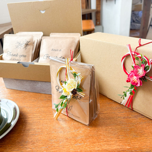 お正月[Coffee GIFT SET]メッセージドリップバック5パック〜＋水引飾り