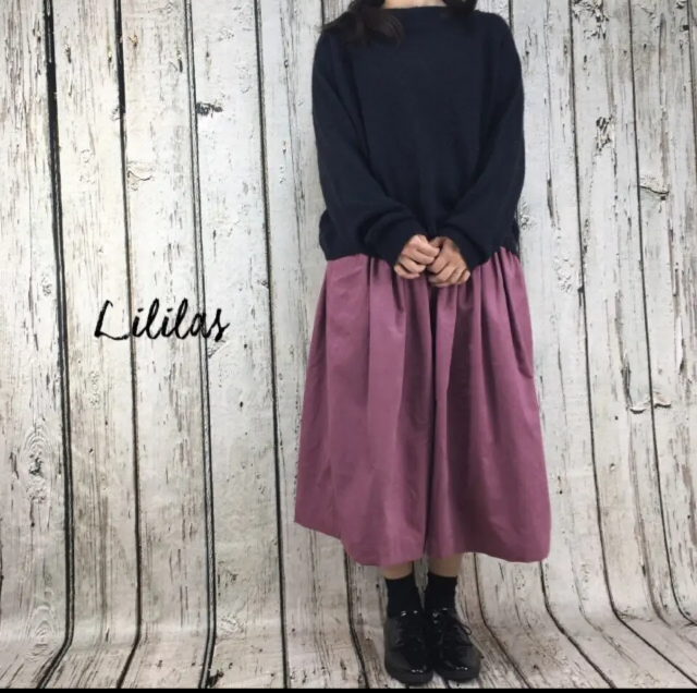 ライラック コーデュロイ ギャザースカート
