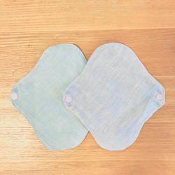 シルクとオーガニックコットンブルーの布ナプキン  リバーシブルライナー2枚セット 2枚目の画像
