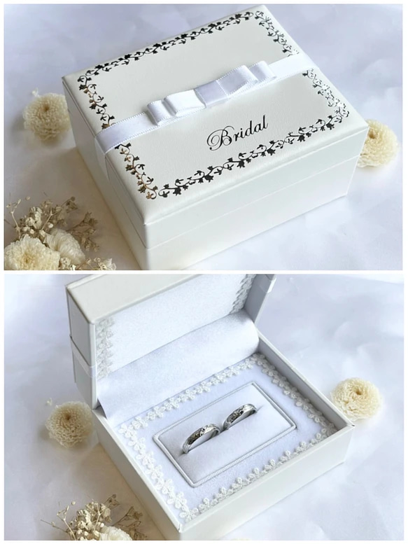 “純白色新娘戒指”配對結婚戒指周年紀念刻圖章[2對價格] 第9張的照片