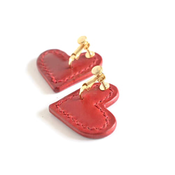 Heart 【レザーピアス/イヤリング】“cordovan red” 6枚目の画像