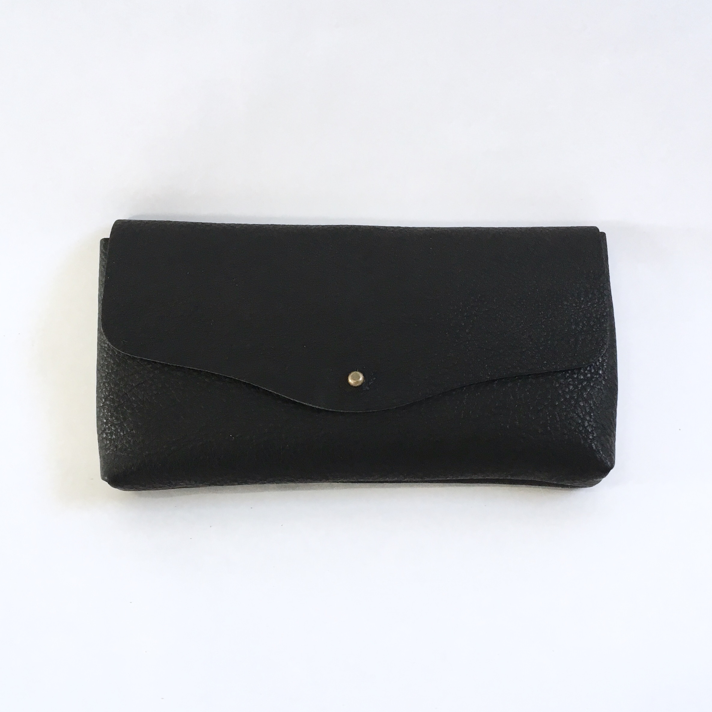 『2025再販』牛シュリンクレザーと牛床ベロアのシンプル長財布【ブラック】