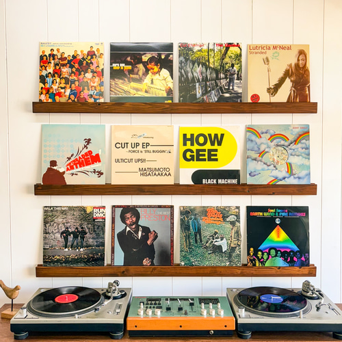 木製レコードレール【3本セット】壁面ディスプレイ ビンテージ ミッド