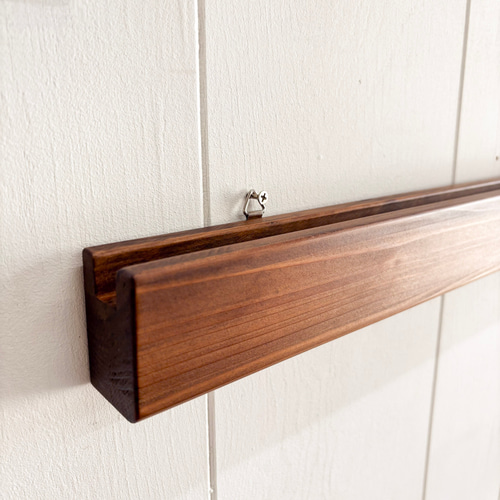 無垢材のレコードディスプレイレール　4枚用2本セット　収納　ウォールシェルフ 無垢材のレコードディスプレイレール LP4枚用2本セット レコードラック