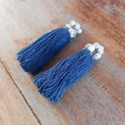 耳環│泰國植物染棉線和juzdama-靛藍 / 耳環 / 清邁克倫族 第4張的照片