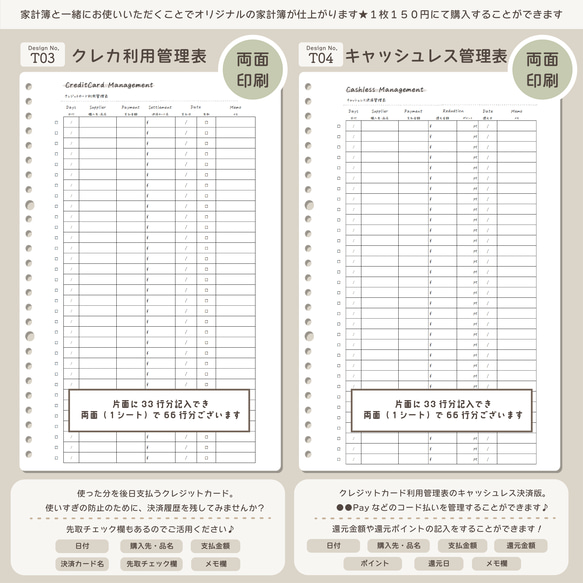 〚D05〛家計簿1年分✨袋分け積立など貯蓄多めtype＊ オリジナル家計簿/ルーズリーフ家計簿/印字無料/サイズ変更可 7枚目の画像