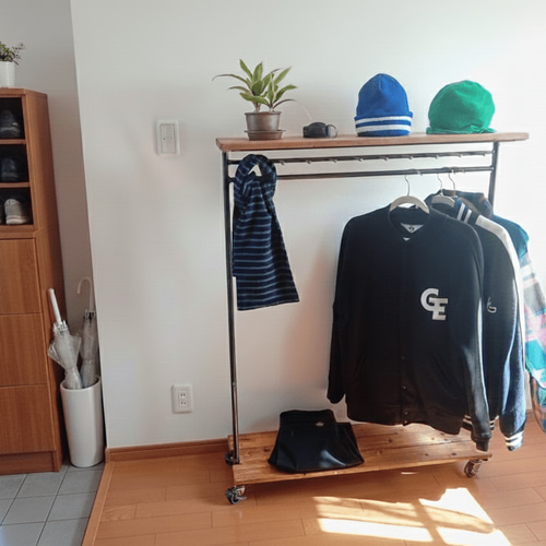 アイアン ウッド ハンガーラック M （キャスター フック付き 多用途