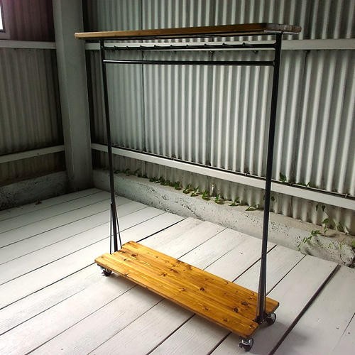 アイアン ウッド ハンガーラック M （キャスター フック付き 多用途