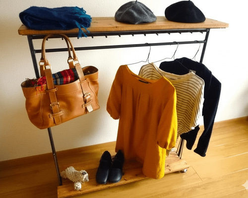 アイアン ウッド ハンガーラック M （キャスター フック付き 多用途