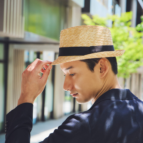 ノア Noa 中折れ 麦わら帽子 ナチュラル ブラックリボン 小さいサイズ