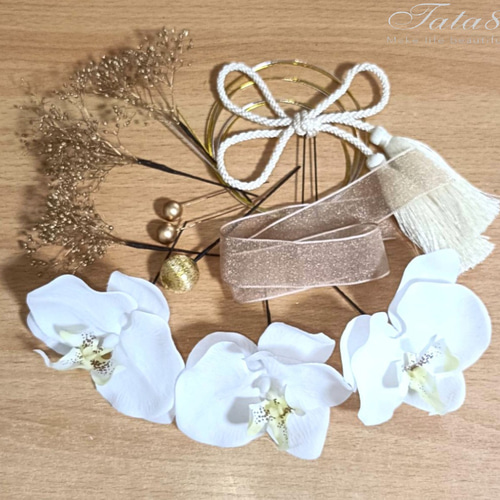 胡蝶蘭髪飾り♥成人式用髪飾り♥結婚式 成人式 髪飾りヘア飾り 振袖